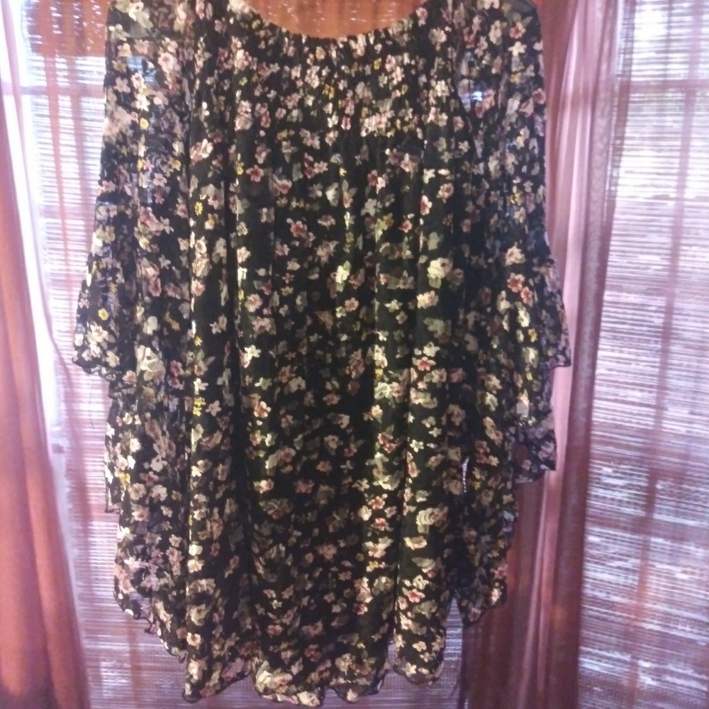 Sheer floral dress blouse